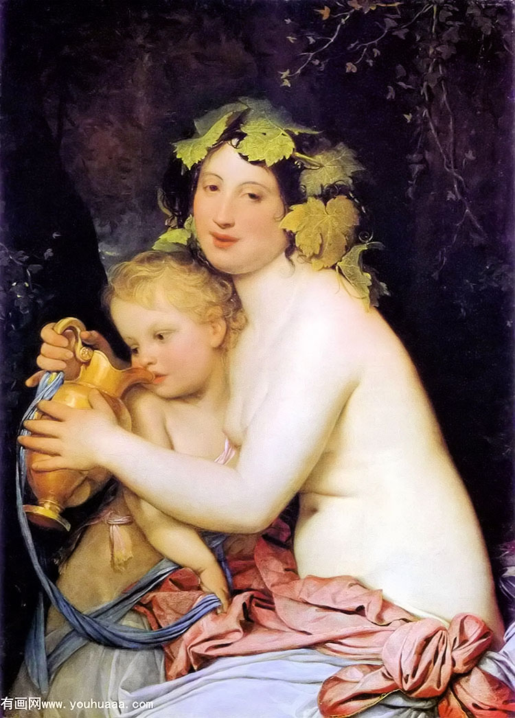 bacchant giving cupid a drink