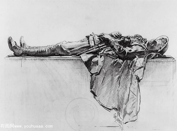 recumbent figure of a soldier