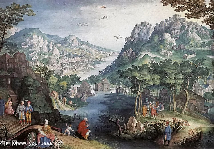 mountain landscape with river valley and the prophet hosea