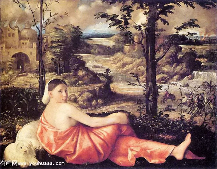 reclining woman in a landscape