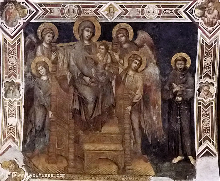 ʥϵʥĸӣʥ˹λʹ - madonna enthroned with the child, st francis and four angels