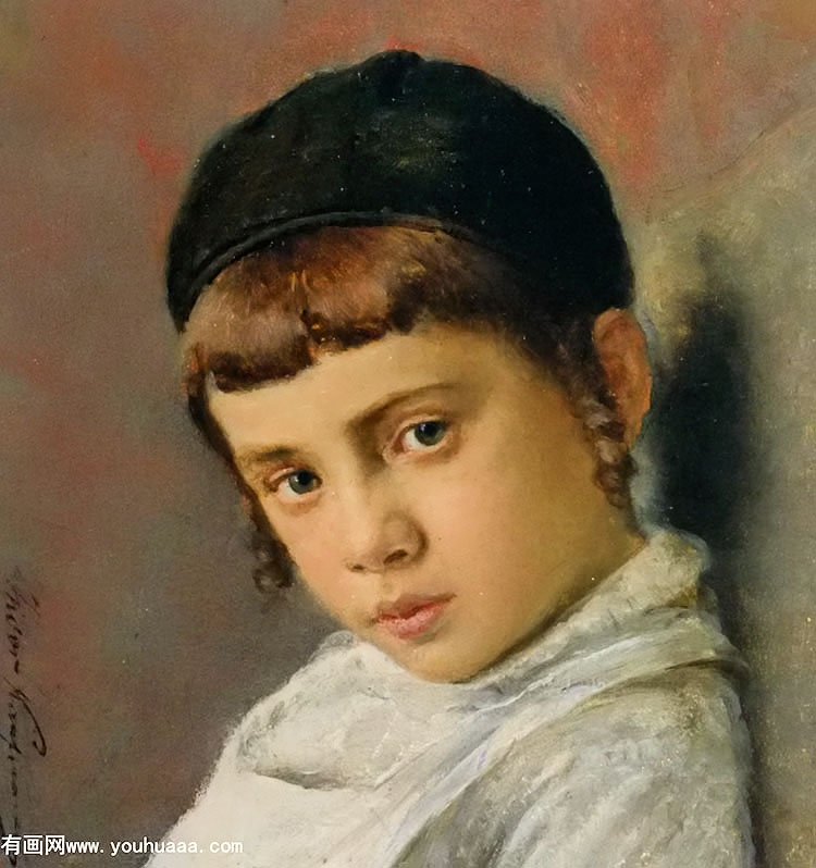 кءصФ - portrait of a young boy wit peyot