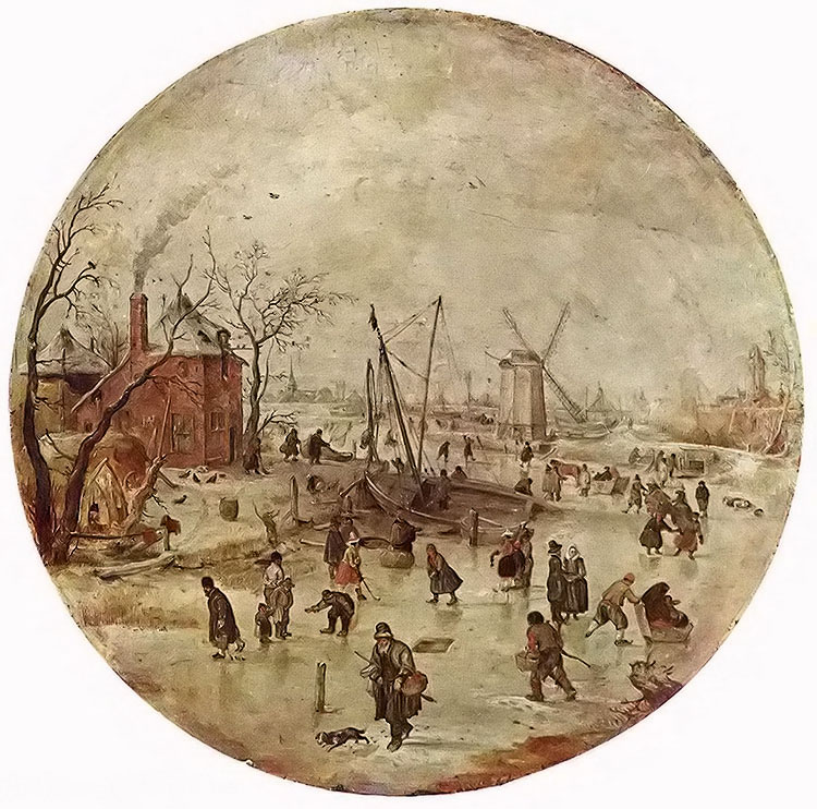 winter landscape with skaters