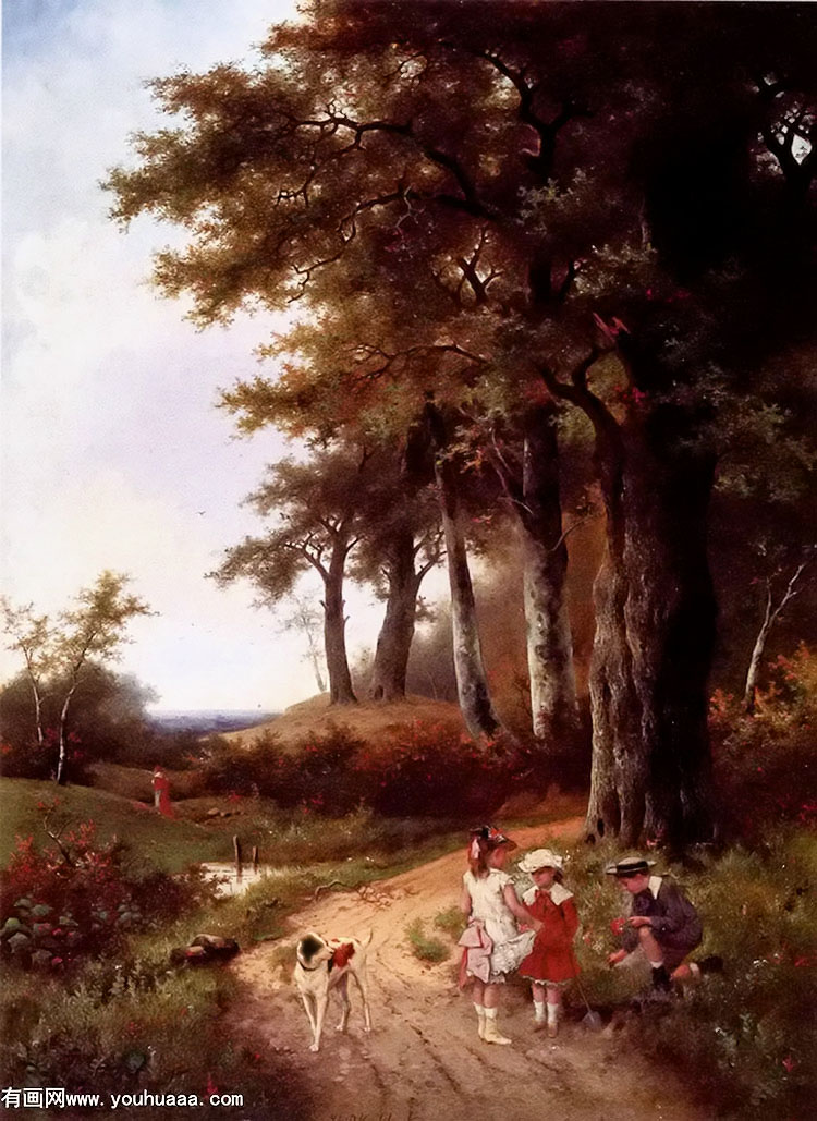 children picking flowers in a park