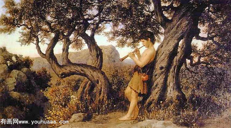 a shepherd playing flute