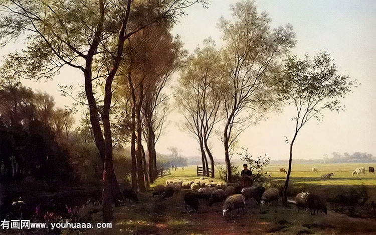 a shepherdess and her flock on a country lane