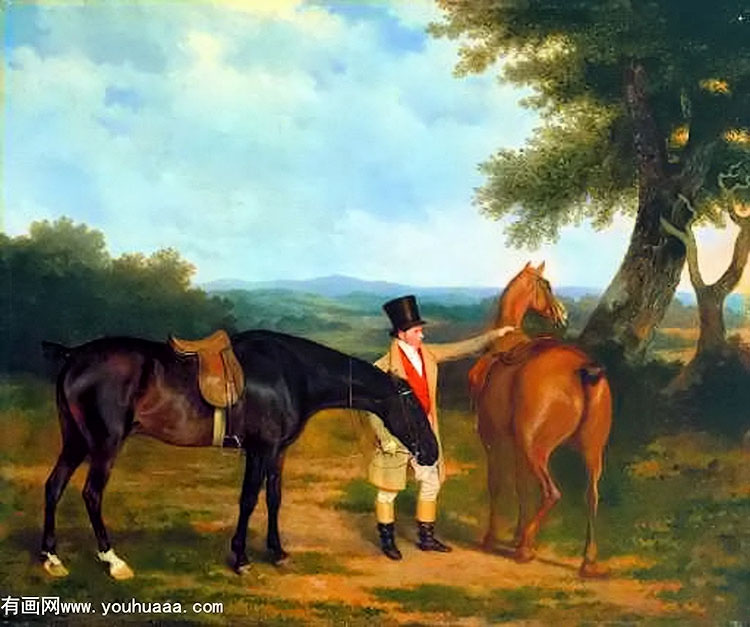 two hunters with a groom