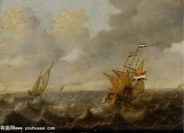 dutch ships on a rough sea