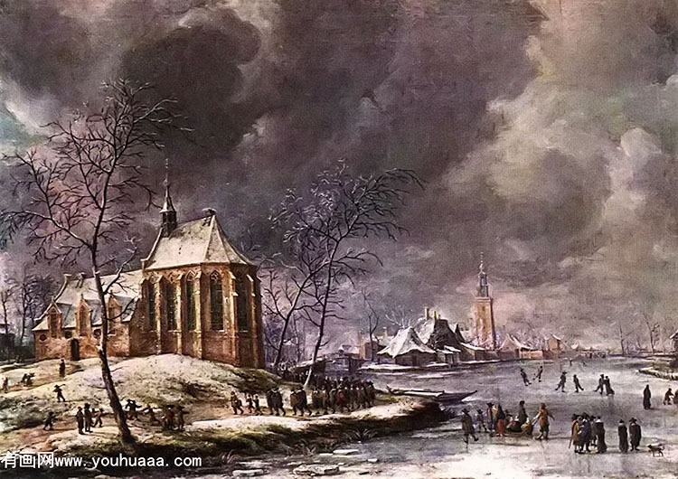 village of nieukoop in winter with child funeral