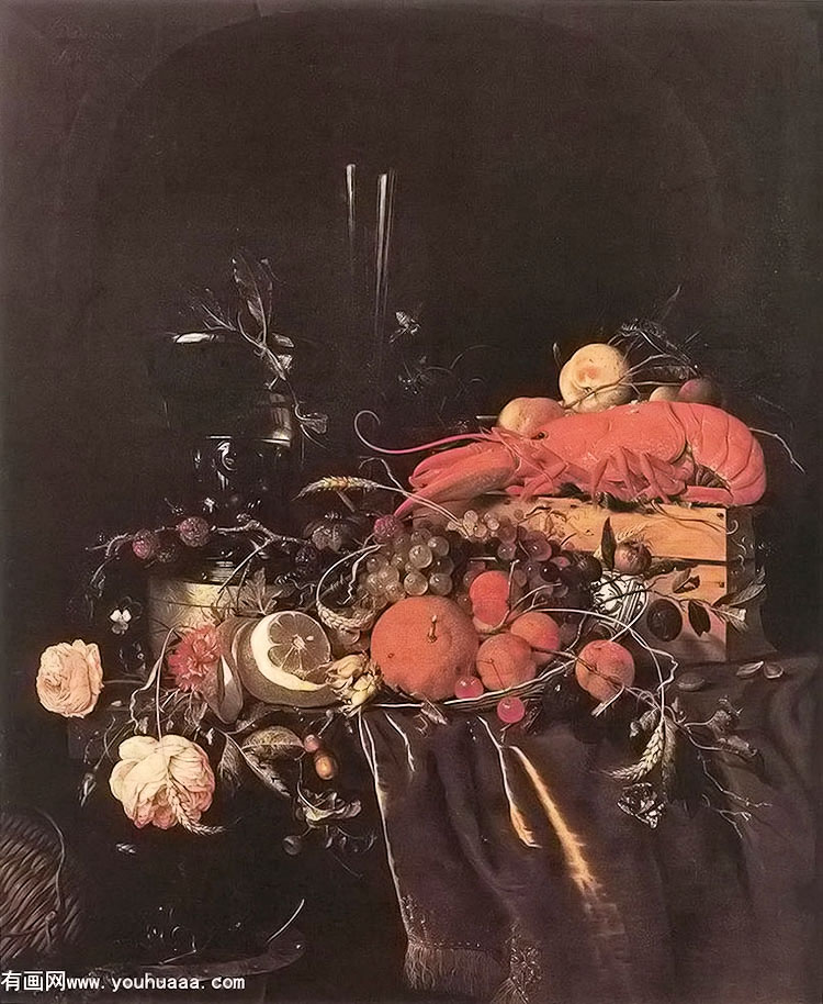 :ˮϺ - still life with fruit, flowers, glasses and lobster