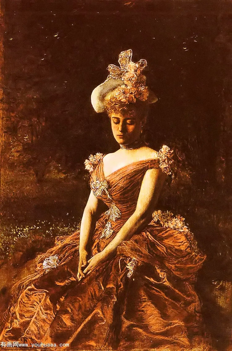 Ůӻ - portrait of a lady in a pink dress, seated