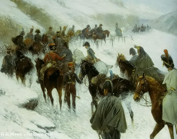 napoleaon leading his troops through the guadarrama mountains