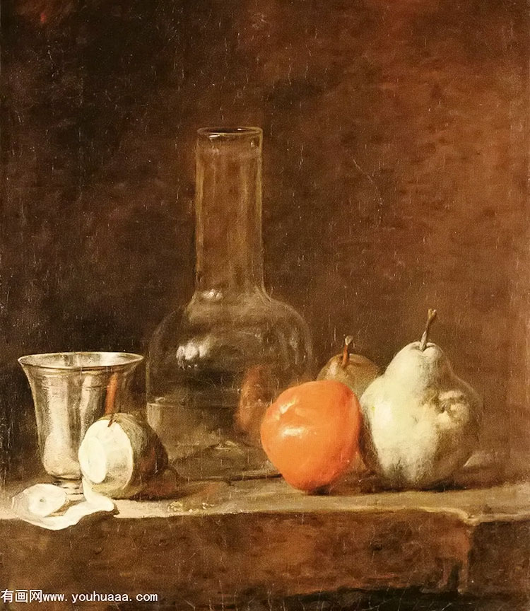 :ƿˮ - still life with carafe, silver goblet and fruit