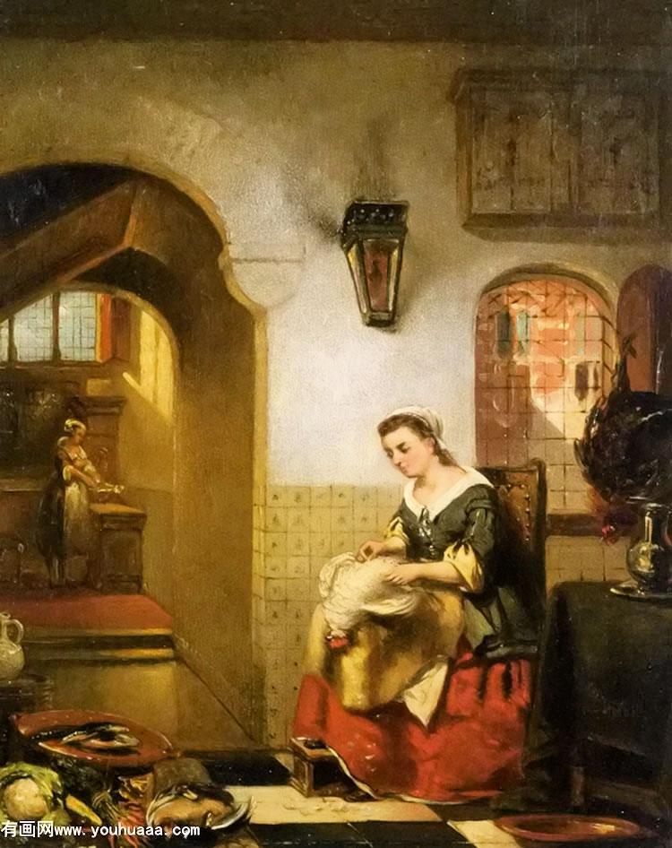 women preparing dinner in a kitchen interior