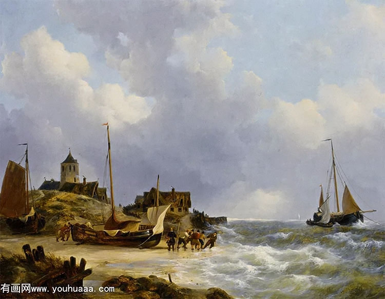 fishermen on the beach near egmond