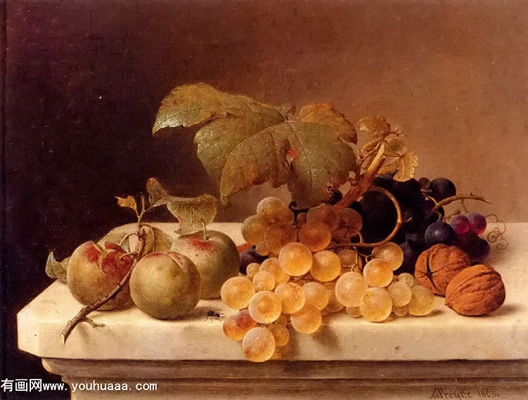 :Сƻ - still life with lady apples, grapes, and walnuts