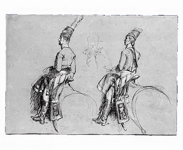 two equestrian figures, possibly a study for