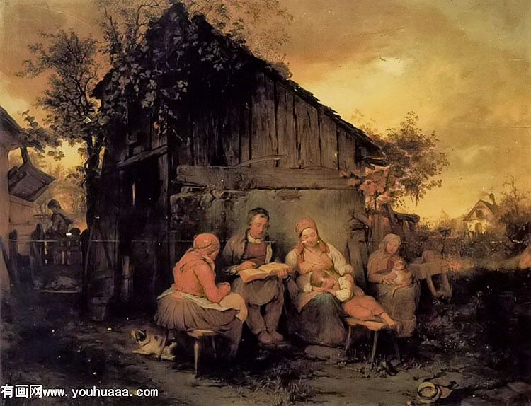 a family resting at sunset1