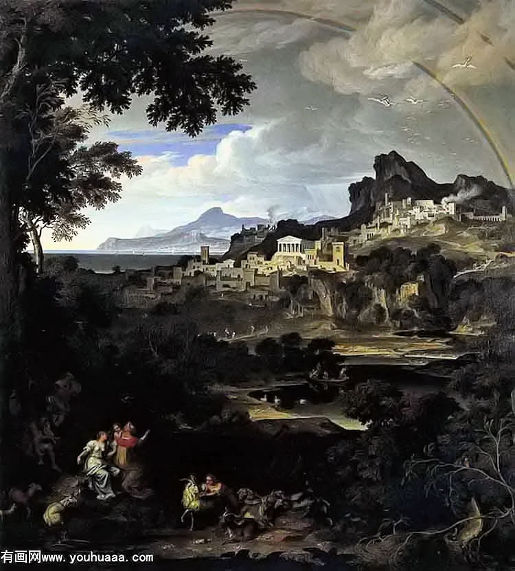 heroic landscape with rainbow