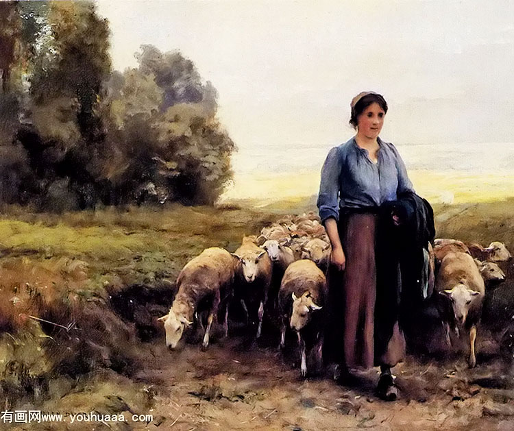 shepherdess with her flock