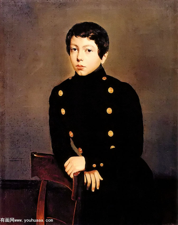 ˹ء£ҵĸ磬13ʱƷڲ˹صĴѧУ - portrait of ernest chasseriau, the painters brother in the uniform of the ecole navale in brest about the age of 13