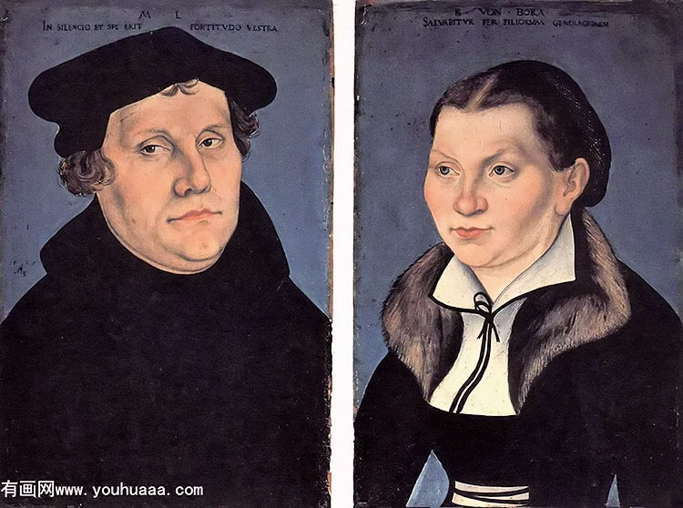 ˫ۻ·ӵĻ - diptych with the portraits of luther and his wife