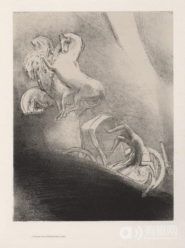 He falls, head-first, into the abyss (plate 17)