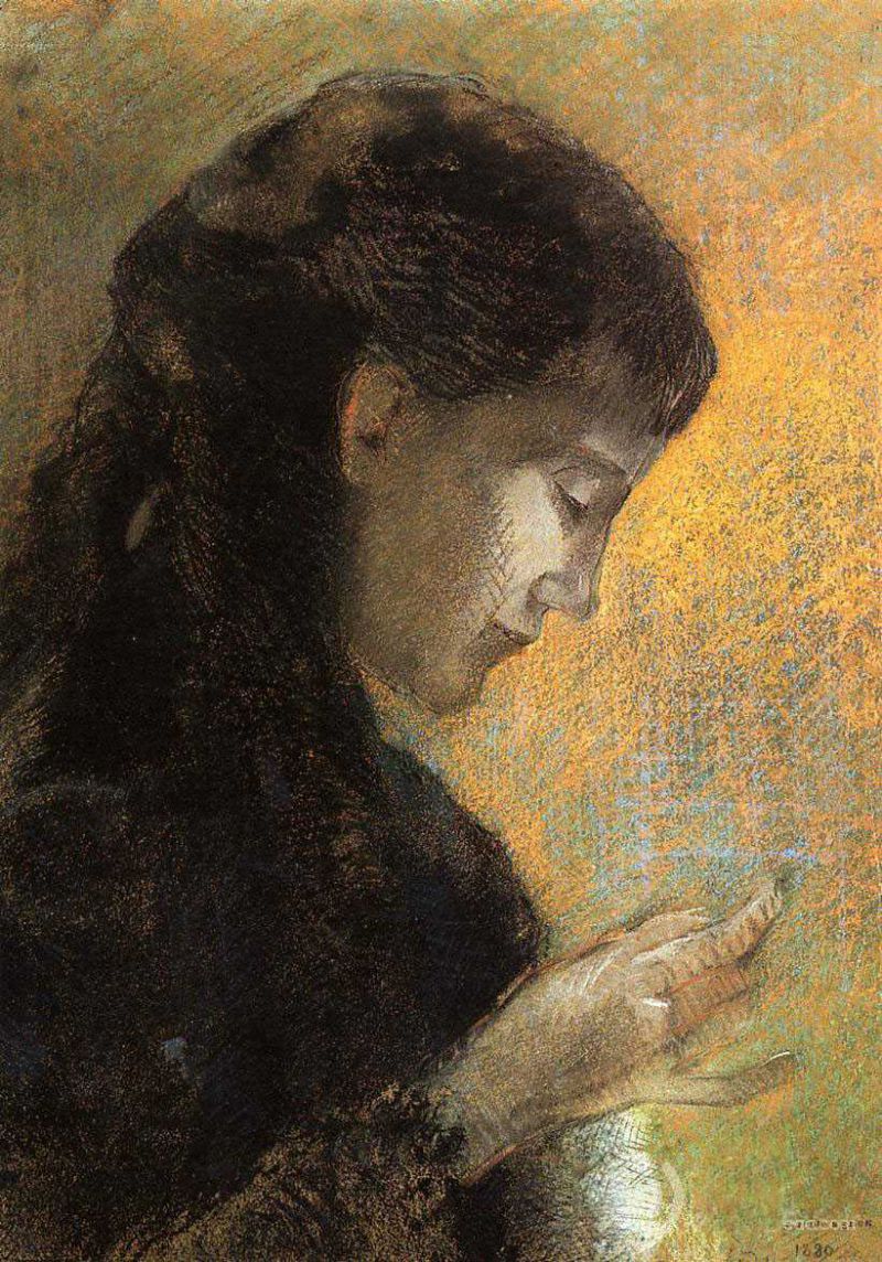 Portrait of Madame Redon Embroidering