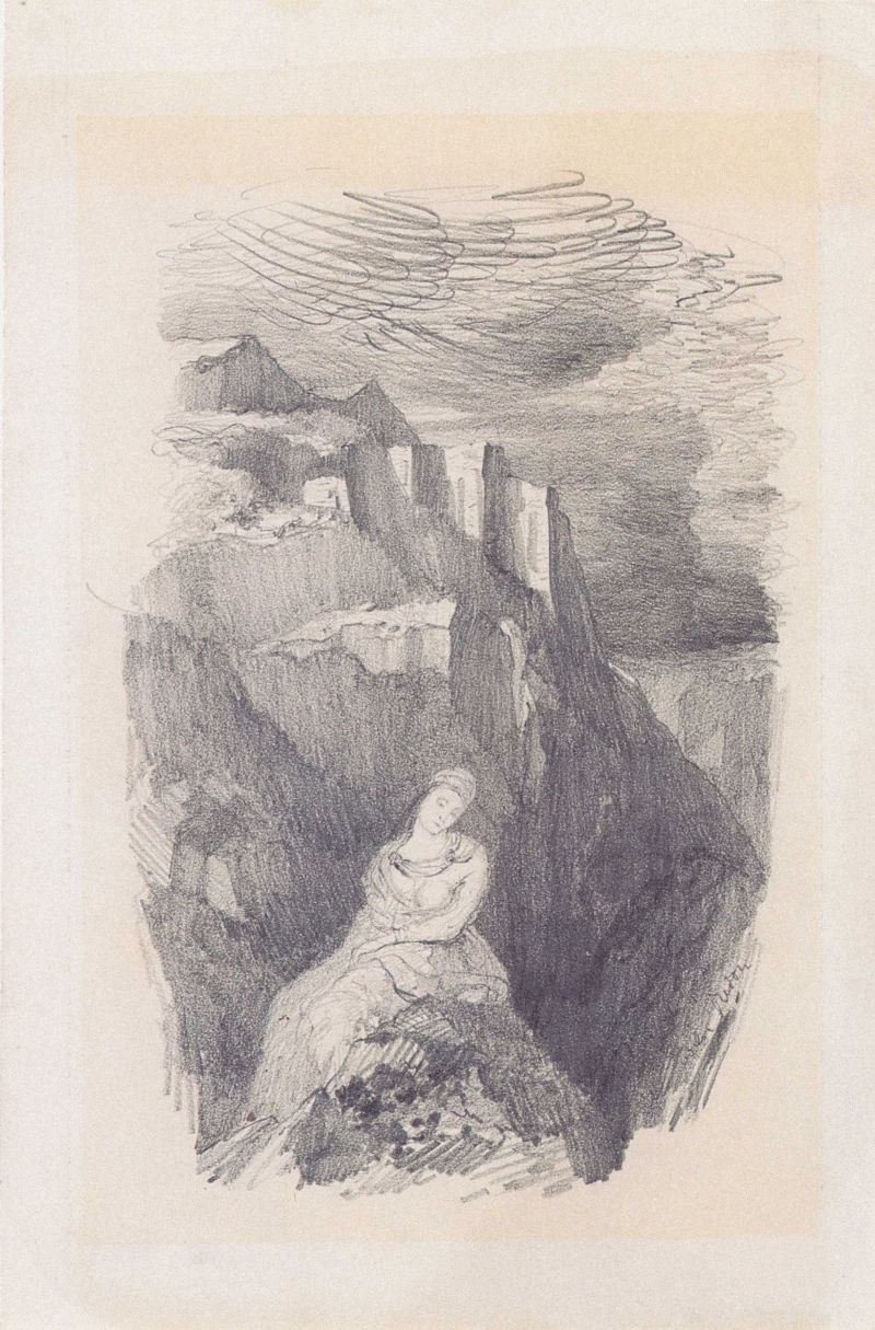 Woman and the mountain landscape