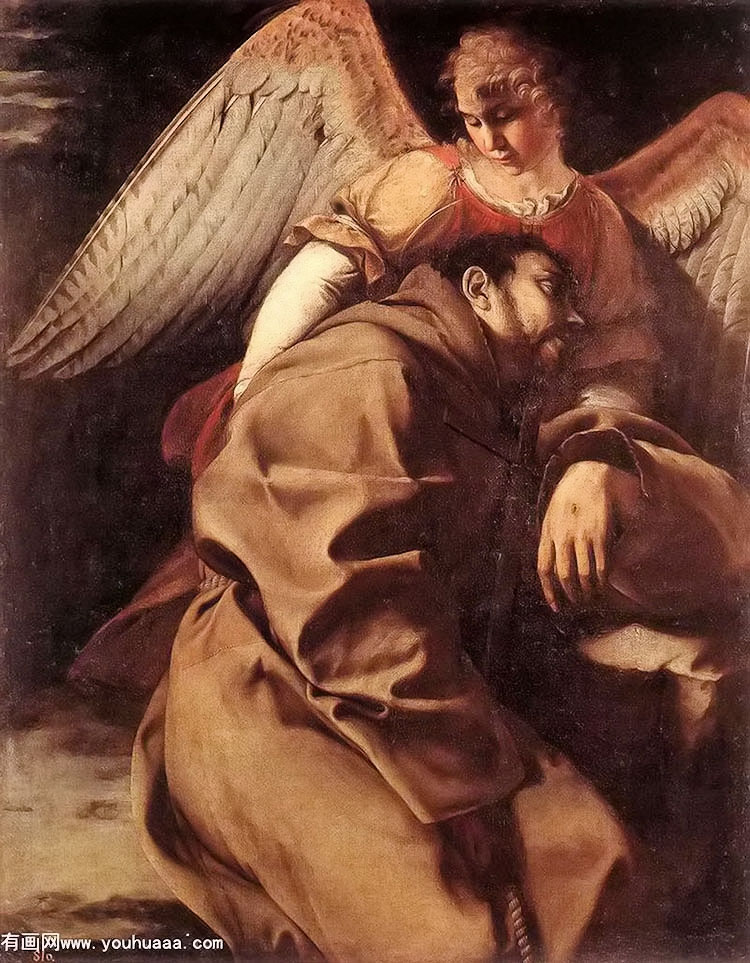 st francis supported by an angel