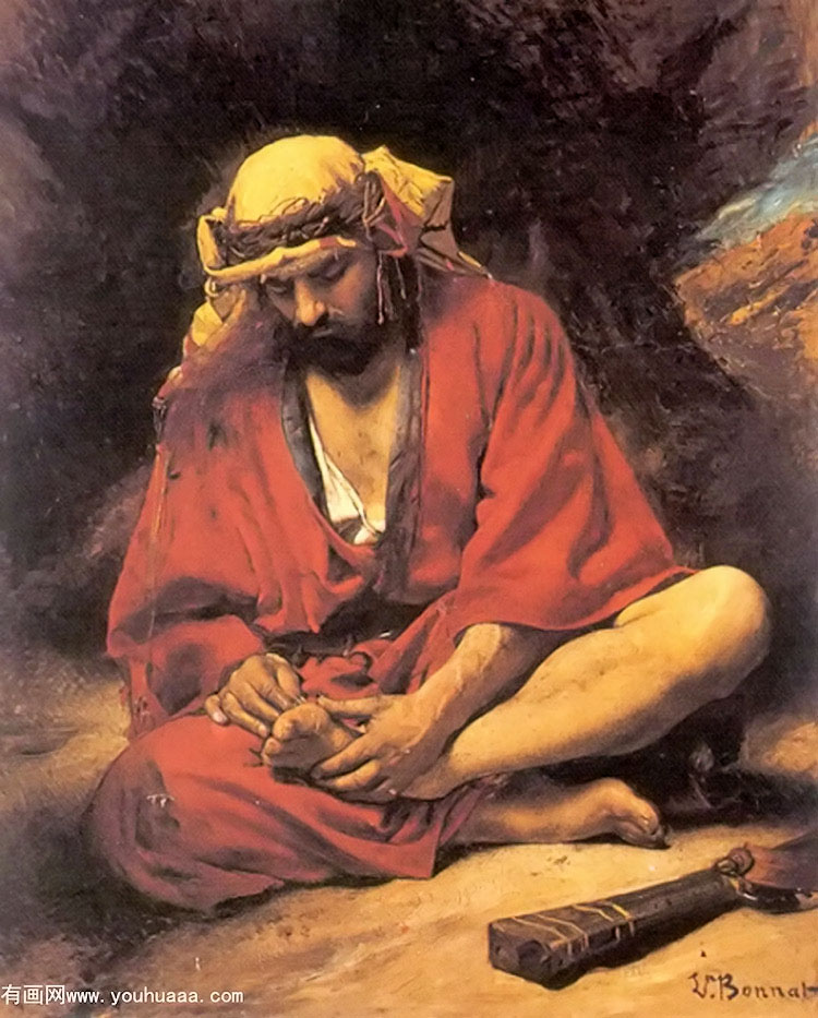 an arab removing a thorn from his foot