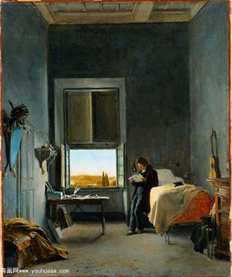 the artist in his room at the villa medici, rome