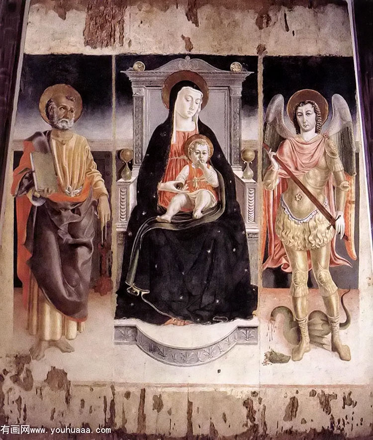 ʥϵʥĸӣʥ˵ʥ - madonna enthroned with the infant christ, st peter and st michael