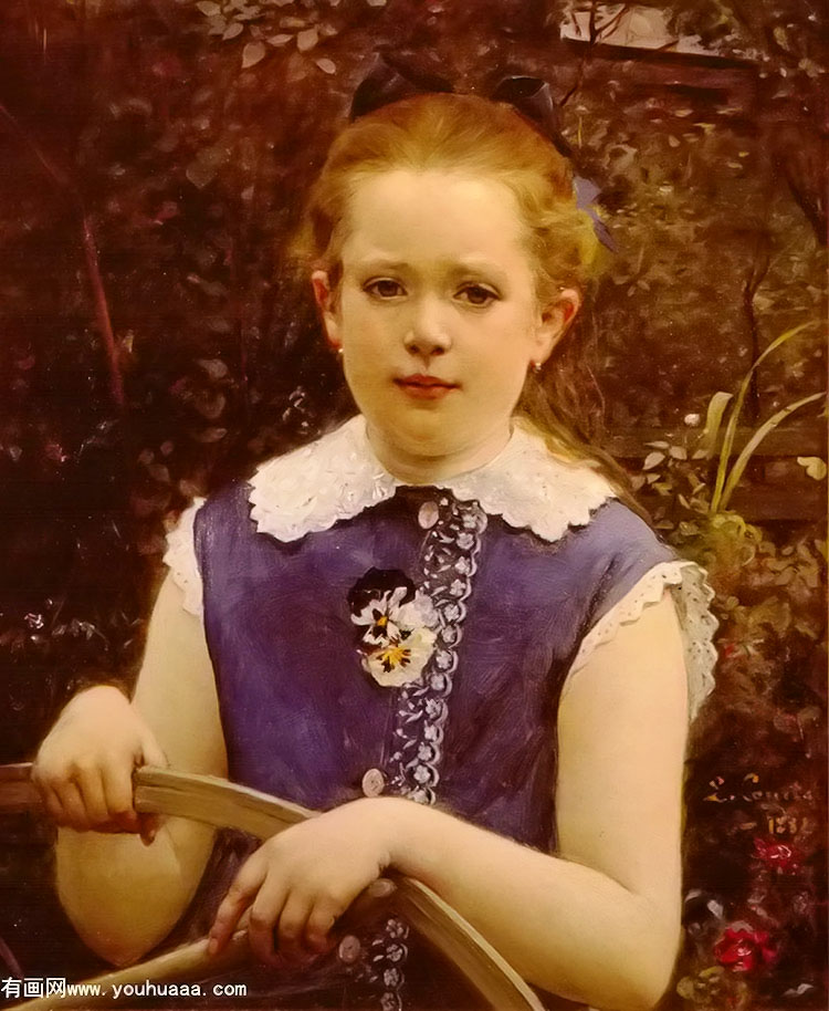 young girl with circle toy