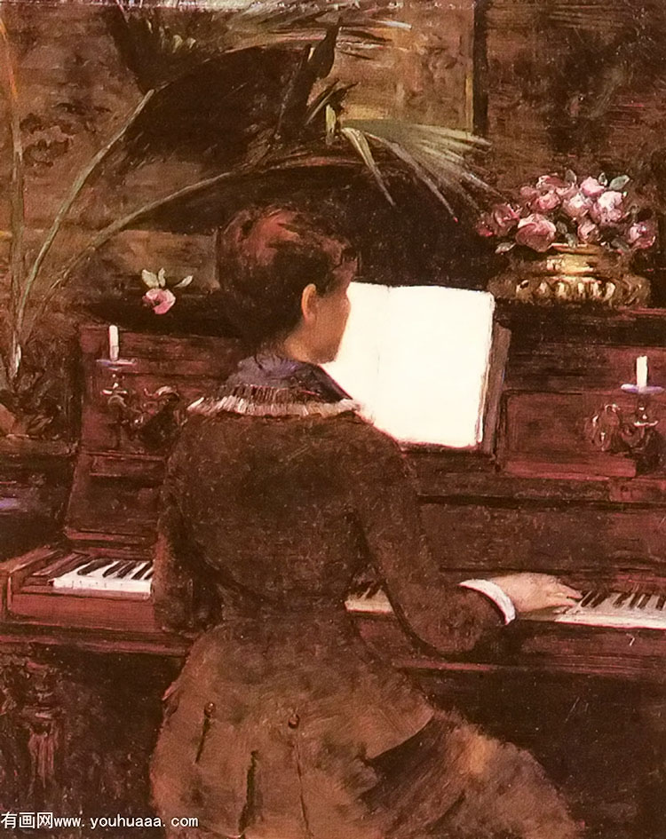 at the piano