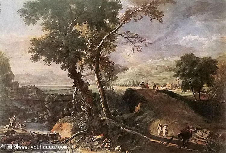 landscape with river and figures