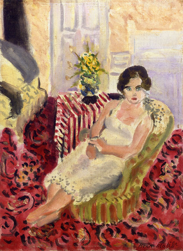 Seated Figure, Striped Carpet