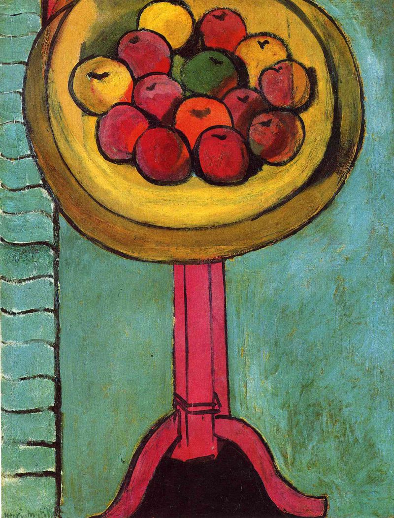 Apples on a Table, Green Background