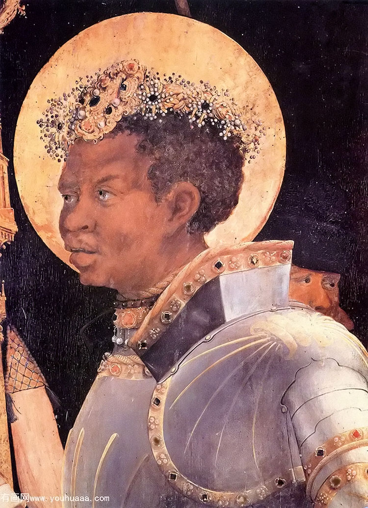 st. maurice (detail from meeting of saints eramus & maurice)