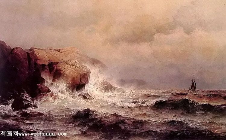 ship off a stormy coast