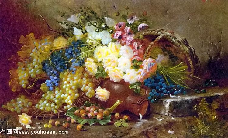 :õ - still life with grapes and roses