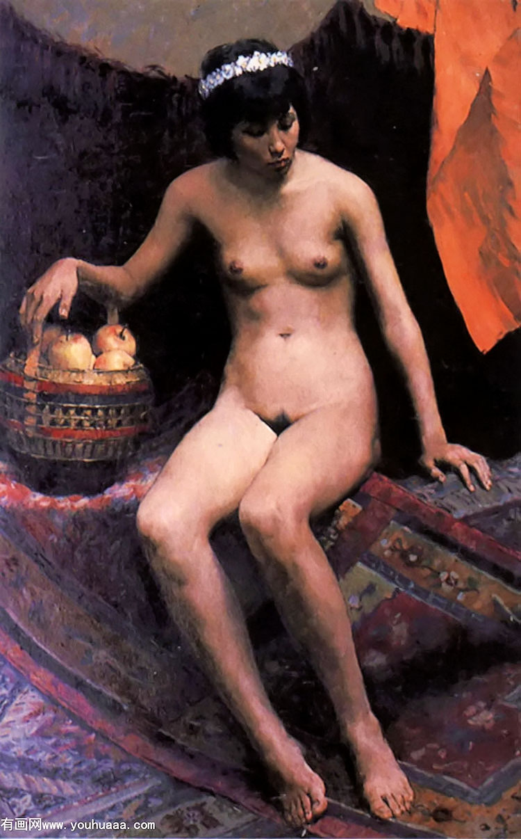 nude with apples