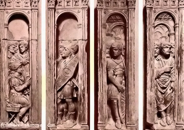 four reliefs with the trials of saint peter