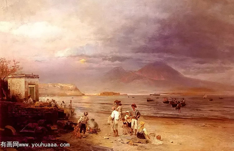 ǲ˹Զάɽ - fishermen with the bay of naples and vesuvius beyond