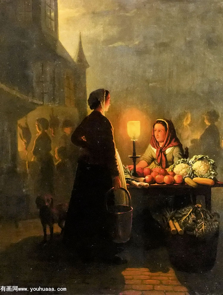 market stall by moonlight