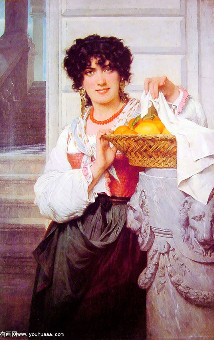 pisan girl with basket of oranges and lemons