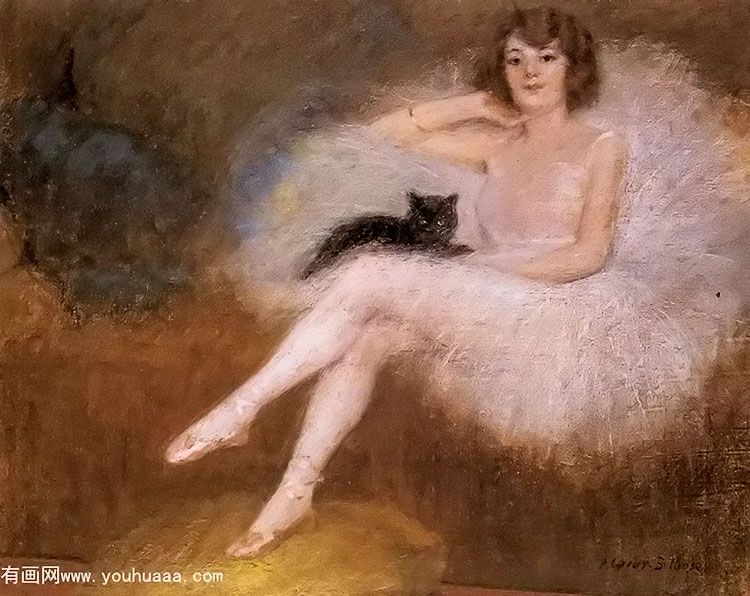 ballerina with a black cat