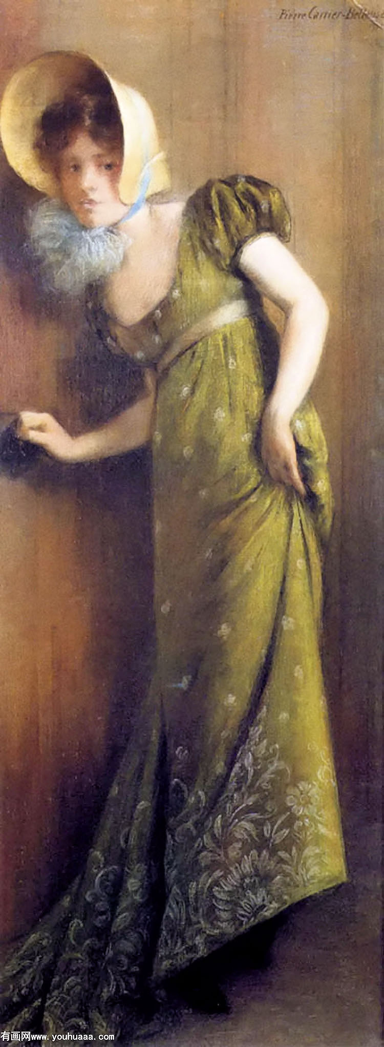 elegant woman in a green dress