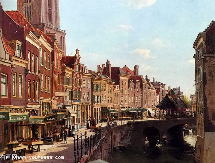 townsfolk shopping along the oude gracht utrecht