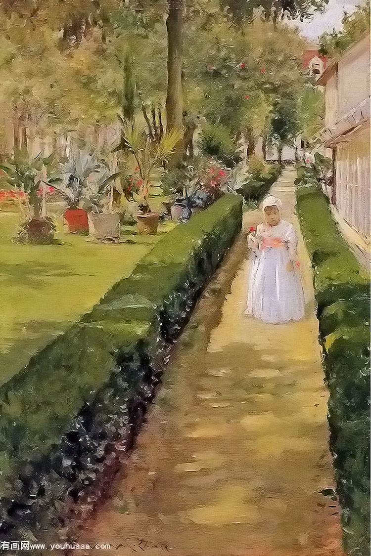 child on a garden walk